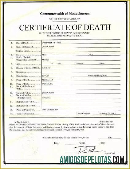 EUA Comunidade de Massachusetts Os registros de mortes na certidão de óbito de Marion baixar para verificação